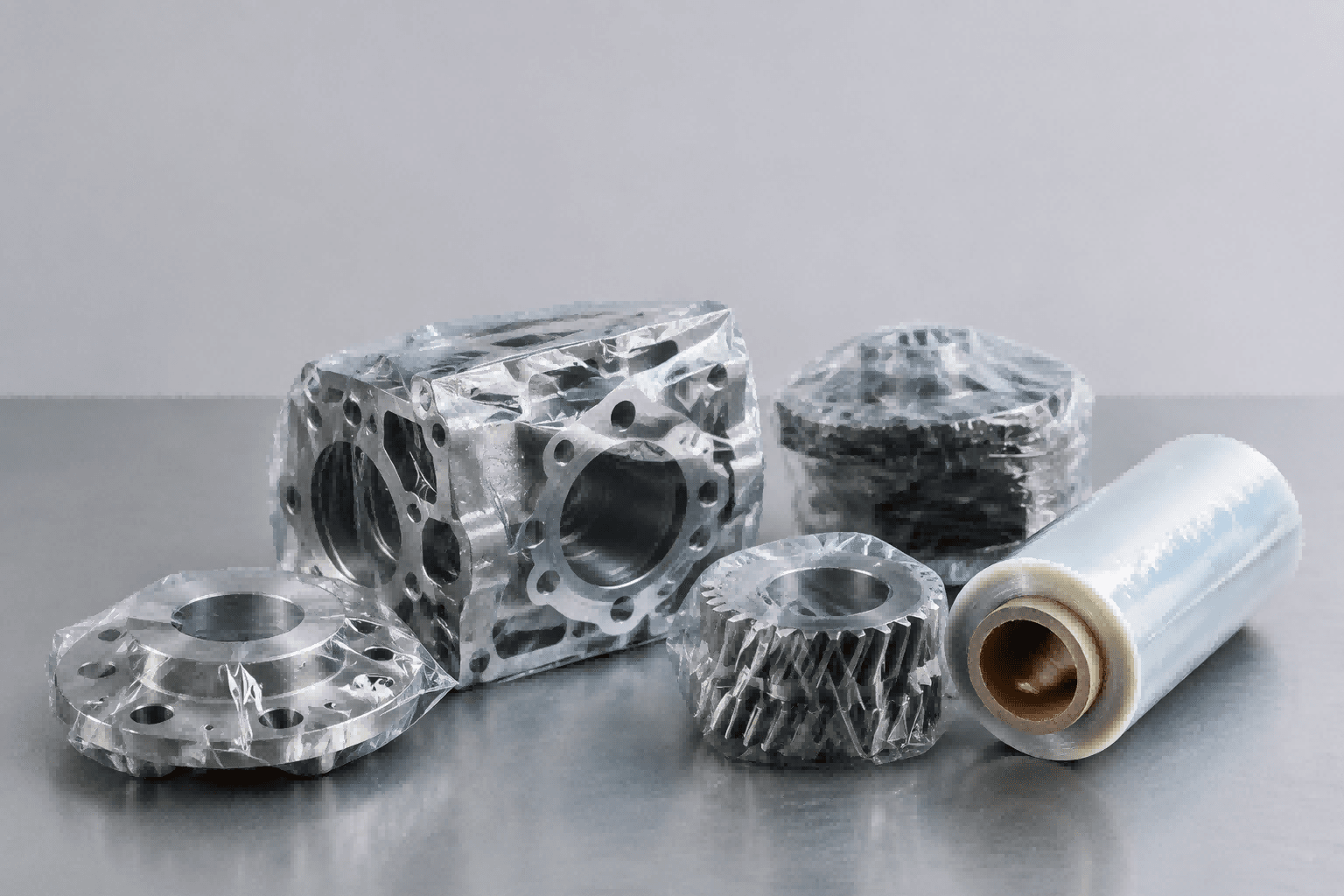 VCI shrink film roll for corrosion-inhibiting metal packaging