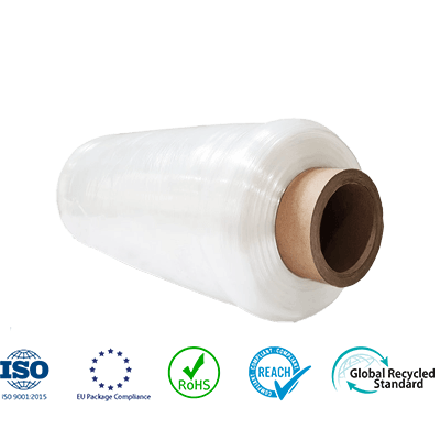 Pre-stretch film roll for efficient pallet wrapping
