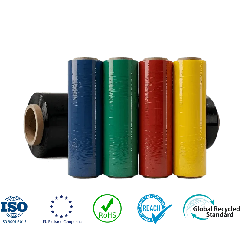 Colored stretch film for pallet privacy and identification