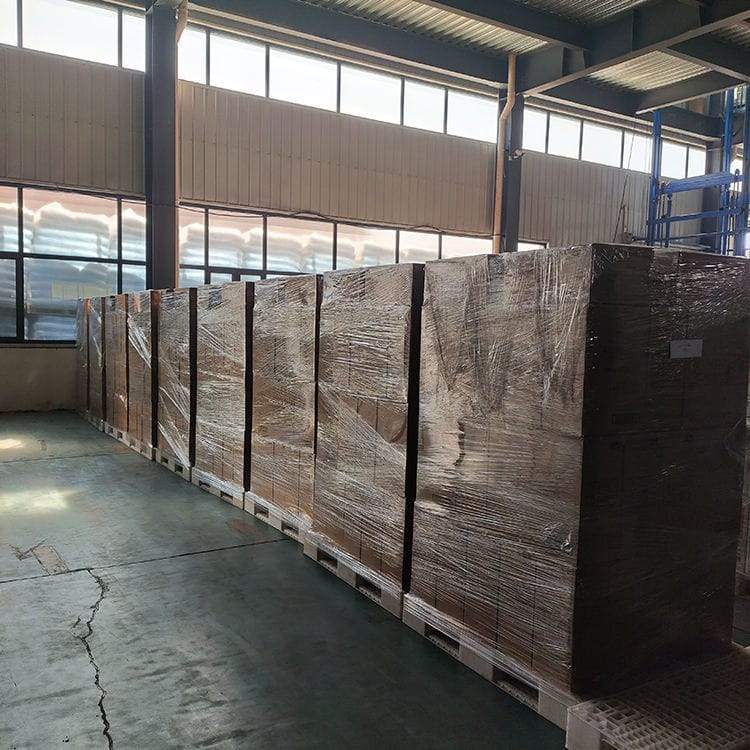 Finished stretch film rolls prepared for export packing