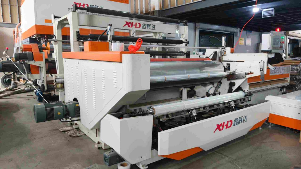 Stretch film extrusion and winding production line