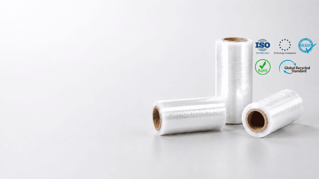 Clear hand stretch film rolls for secure manual packaging
