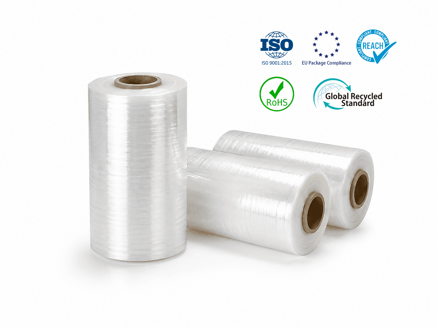 Machine stretch film roll for automatic and semi-automatic pallet wrapping